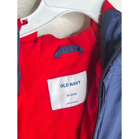 Old Navy Boys Red and Blue Rain coat Jacket Size 18-24 Months Fleece - Picture 2 of 3